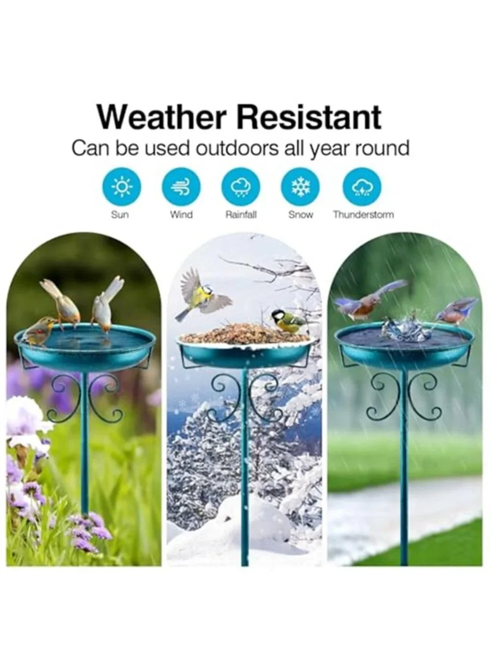 New 35In Metal Bird Bath for Outside, Vintage Freestanding Birdbaths